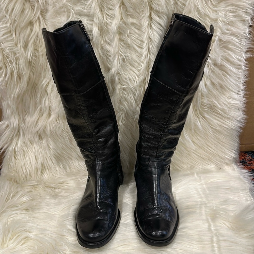 Paul Green Munchen Tall Black Leather Combat Riding Boots